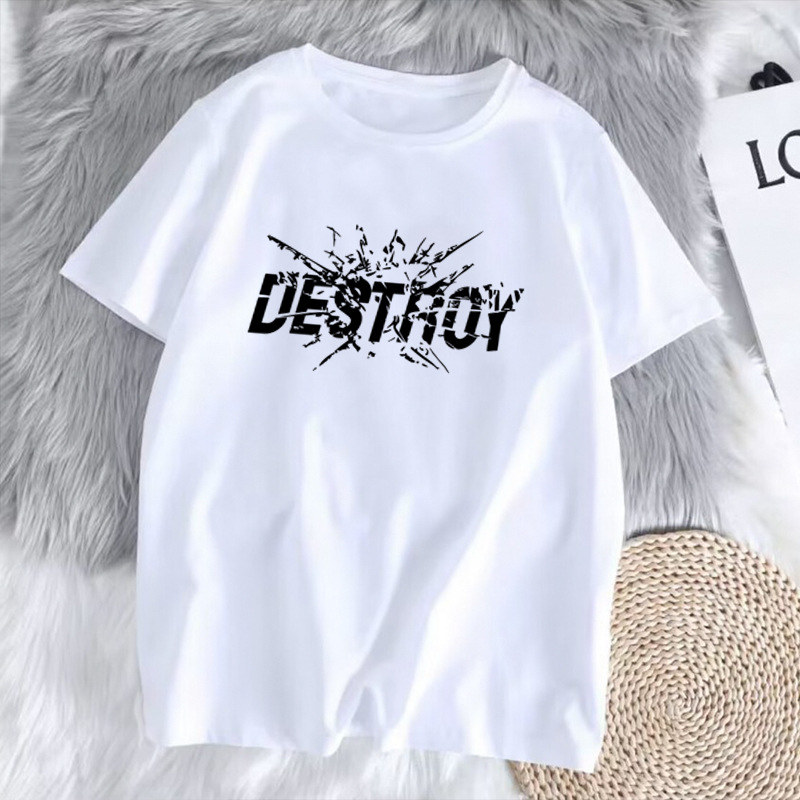 2023 New Summer Purified Cotton Short Sleeve T-shirt Men's Top Fashion Brand Loose round Neck Print Large Size Bottoming Shirt