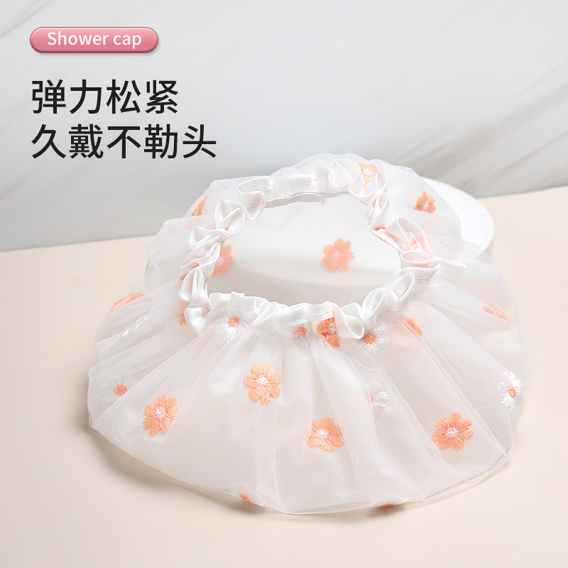 shower cap double layer sunflower women‘s waterproof fresh air pe shower cap female hair mask special adult and children general creative