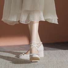 玛丽珍小皮鞋女2024夏季新款交叉绑带仙女风气质粗跟法式高跟单鞋