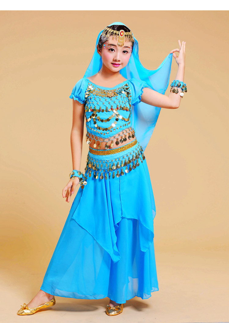 儿童肚皮舞服装少儿新疆舞表演服印度舞演出服天竺少女舞蹈裙新款