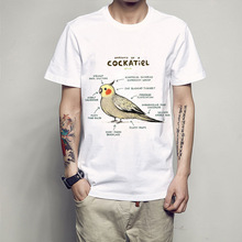 动物解析创意图案 欧美风格 脾气暴躁的猫 八哥 鹦鹉 解剖短袖T恤