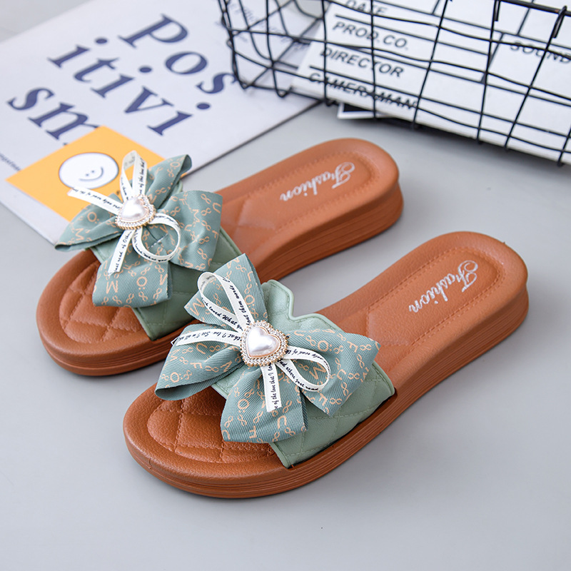 2023 Summer New Bow Sandals Pvc Platform Flip-Flops Fashion Casual All-Matching Beach Shoes Women