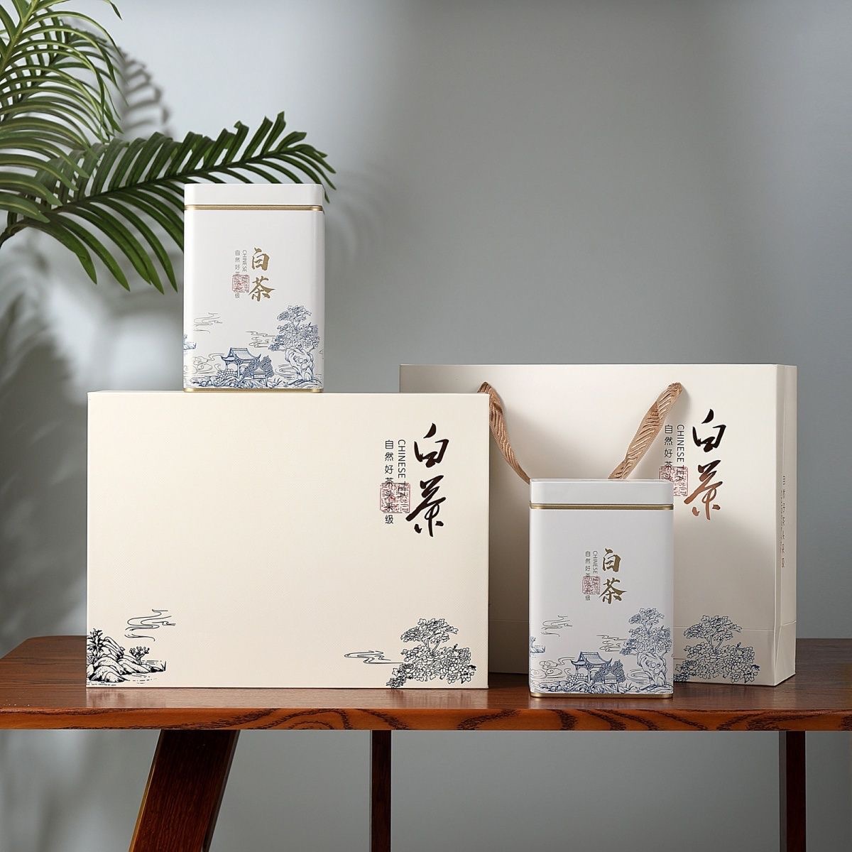 01新品头采白茶500克礼品盒2罐一斤装高档安吉白茶包装盒空马口铁