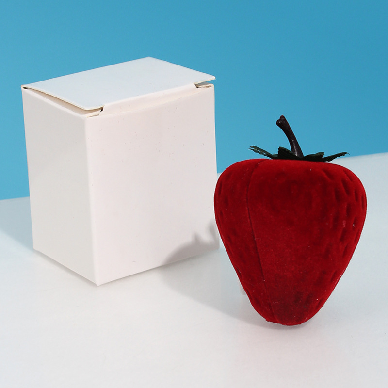 Cross-Border Hot Popular Products Recommended Strawberry Ring Box Children's Cute Jewelry Box Flocking Storage Box Gift Box Jewelry Box