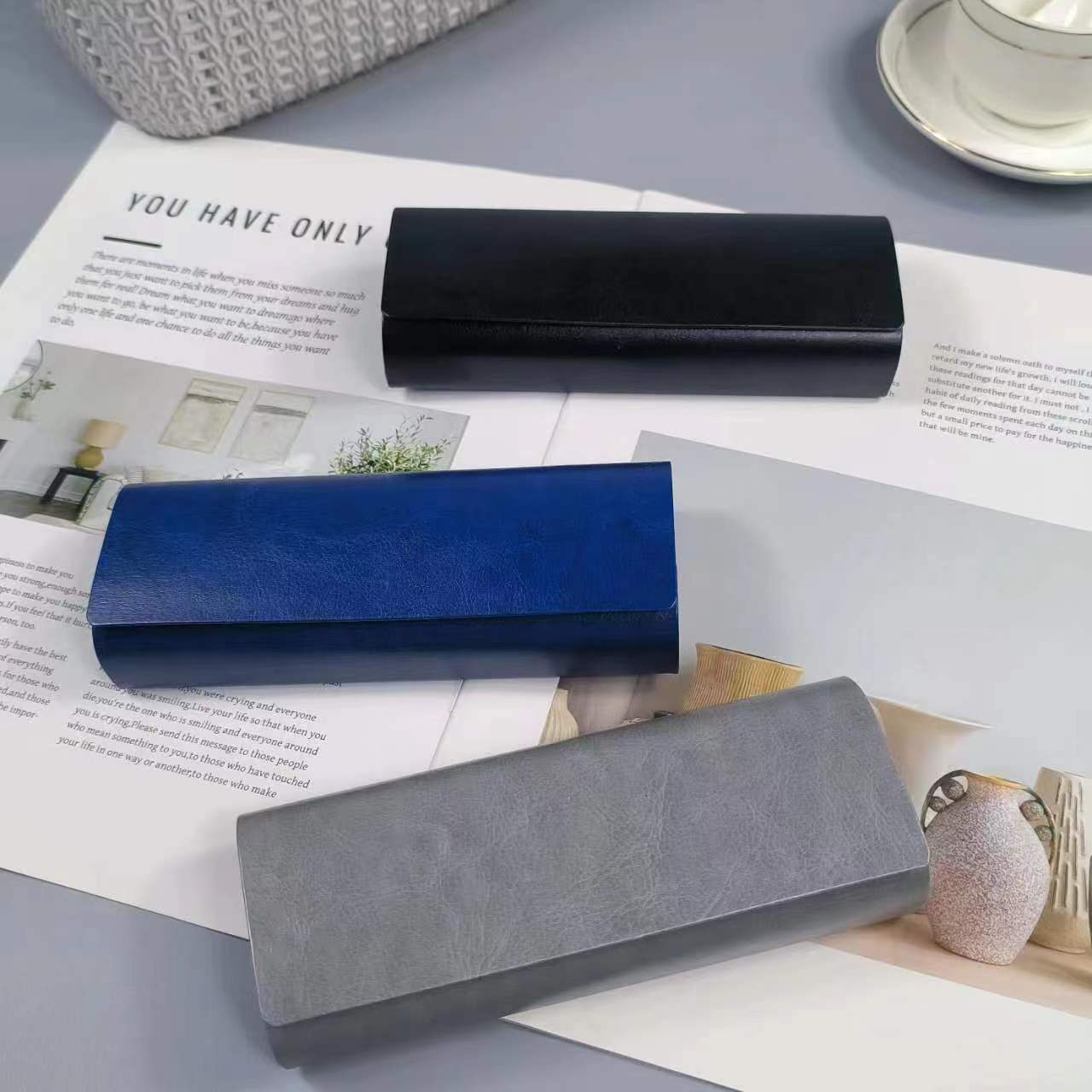 便携式新款手工眼镜盒抗压复古皮质墨镜近视镜眼镜盒高颜值高级感