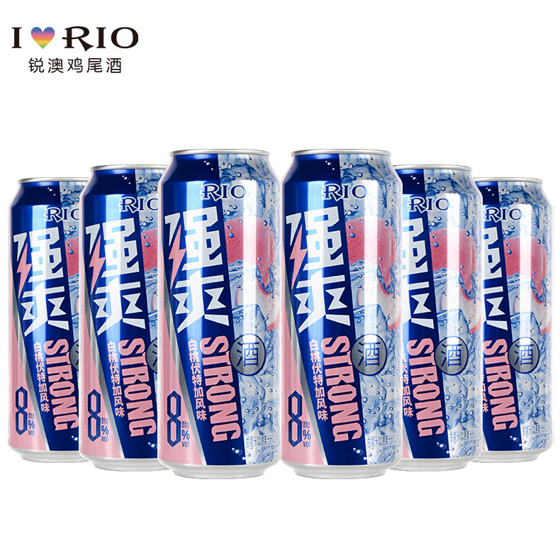 rio锐澳预调鸡尾酒强爽8度白桃风味500ml*6罐洋酒果酒伏特加基酒