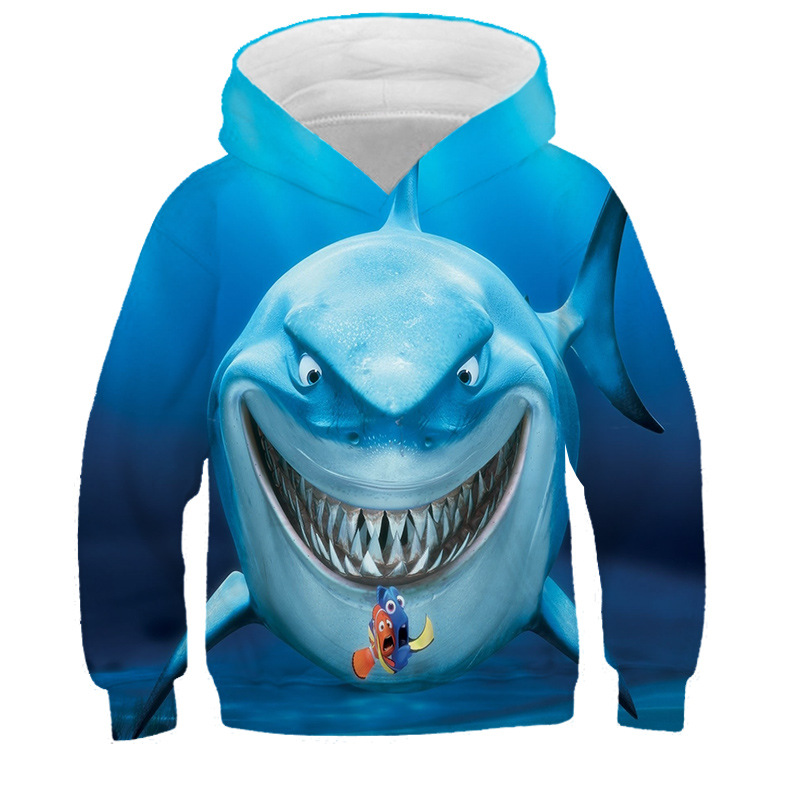 鲨鱼印花长袖t恤