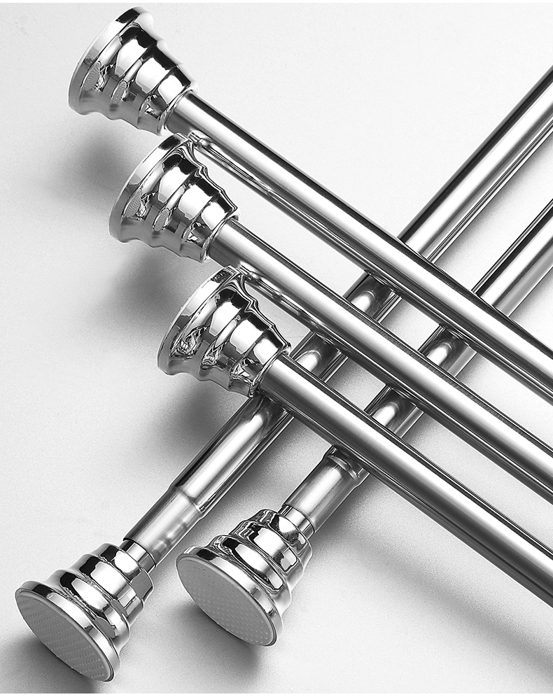 304不锈钢加厚伸缩杆免打孔窗帘浴帘安装晾衣架凉衣杆棍支撑衣杆