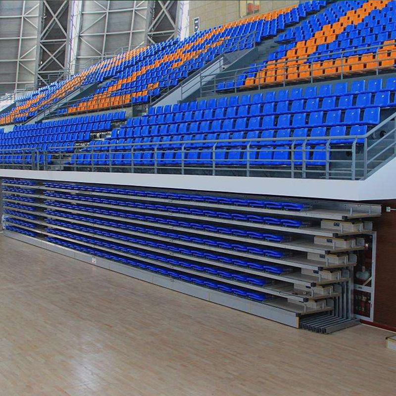 体育场室外活动伸缩看台椅 篮球馆观众座椅 电动折叠软包看台批发