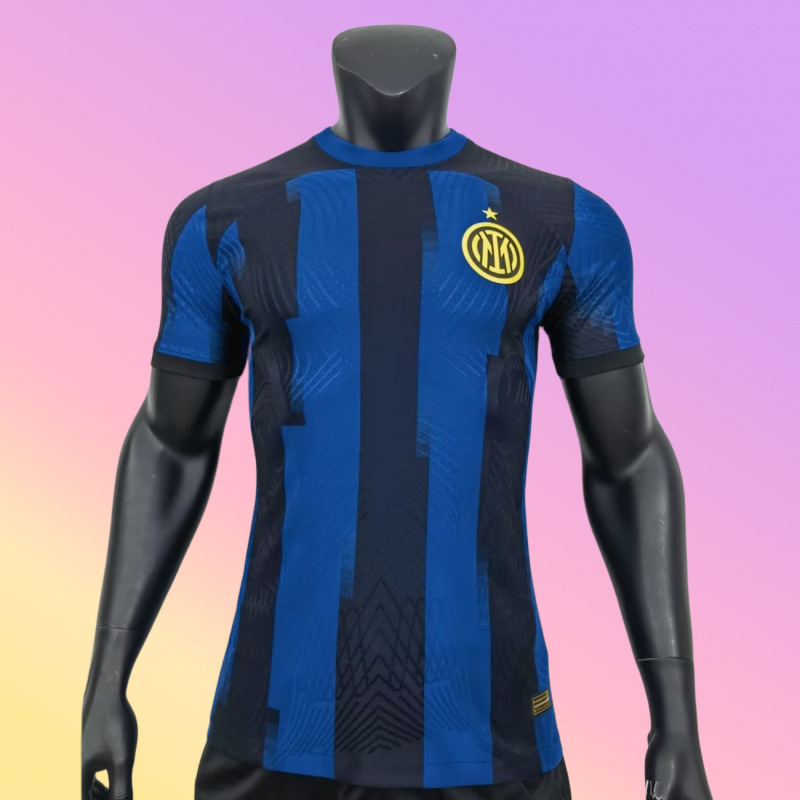 23-24款蓝黑国米主场球衣球员版足球运动服短袖上衣训练服批发