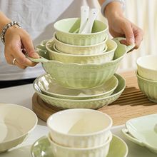 奶油风碗碟套装家用2024新款轻奢碗筷盘子碗具组合高级感餐具套