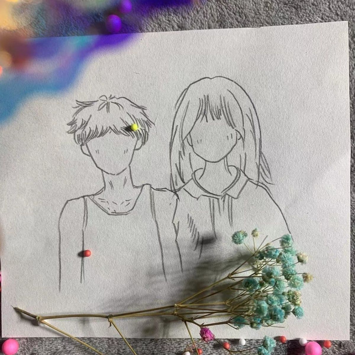 送闺蜜好朋友情侣创意铅笔画手绘速写素描装饰画卡通可爱装饰礼品