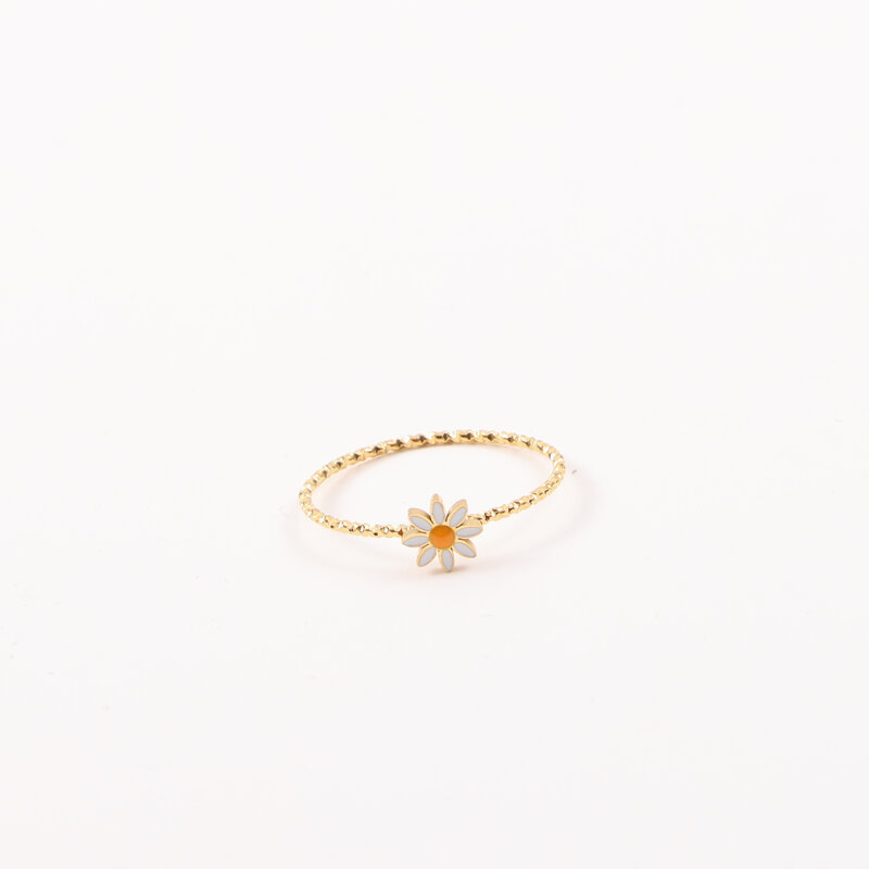 向日葵 细款戒指 钛钢电镀18k金 蕾丝花纹细款戒指-阿里巴巴