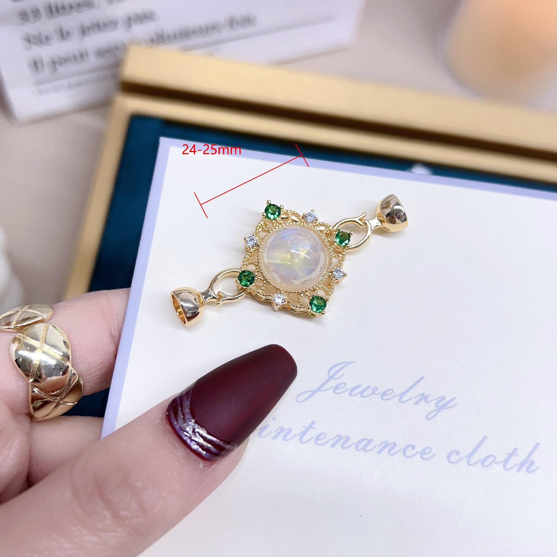 18k金方形万能扣空托贝珠散珠手链项链轻奢新款配饰diy手工详情9