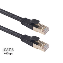 跨境外贸新款无氧铜带双屏蔽CAT8八类万兆扁平网线0.5米-20米