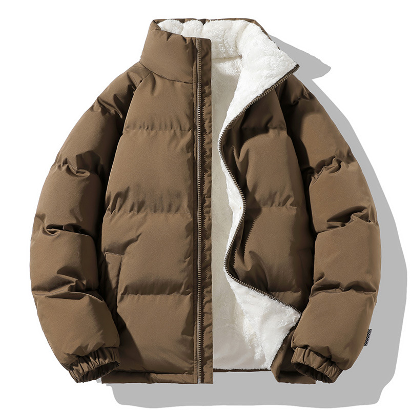 Fleece Lined Coat Men's 2023 New Winter down Cotton Jacket Korean Style Couple Bread Cotton-Padded Jacket Winter Clothing Coat Men's Clothing