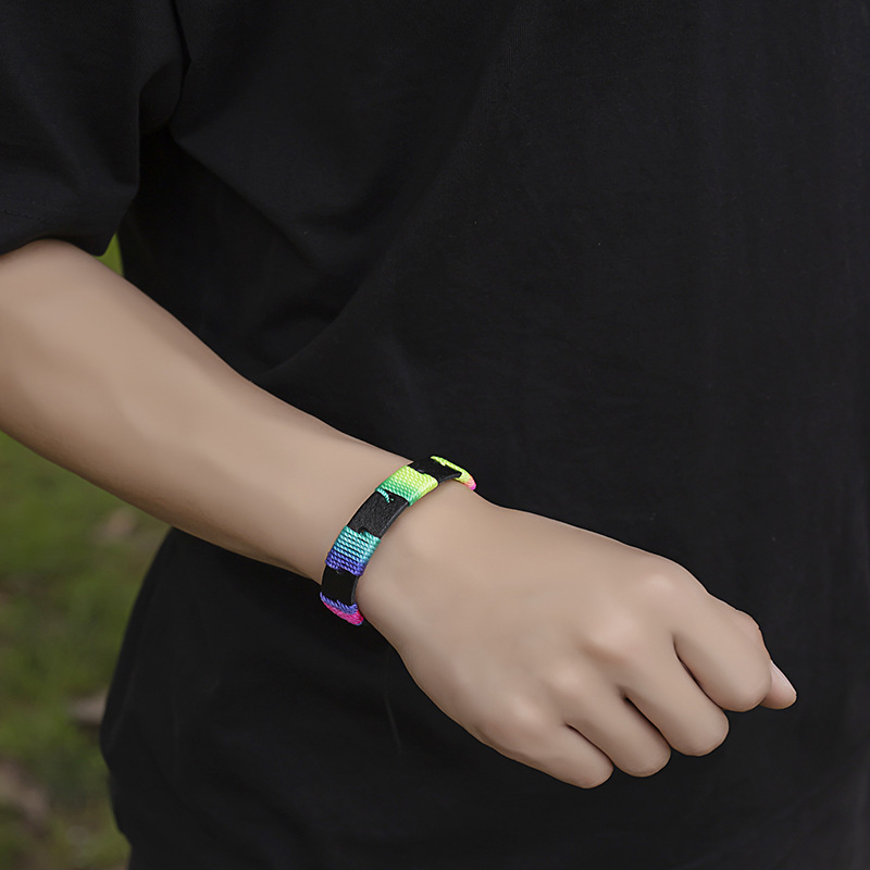 lgbt同志同性手链多色彩虹手工编织手绳简约友谊手环男女情侣手环