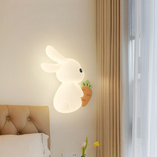 2024新款壁灯现代简约LED儿童灯奶油风卡通猴子兔子卧室小熊灯具