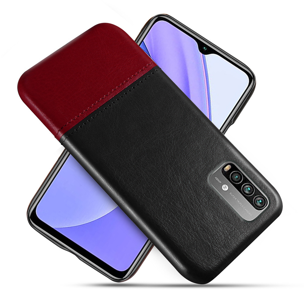 适用红米note9 4g手机壳皮质壳red mi note9 4g拼皮皮套 保护套