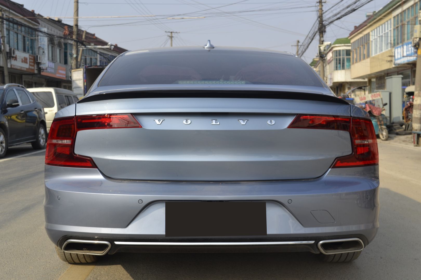 适用于17-20款沃尔沃s90尾翼碳纤纹运动前铲定风翼包围外饰改装