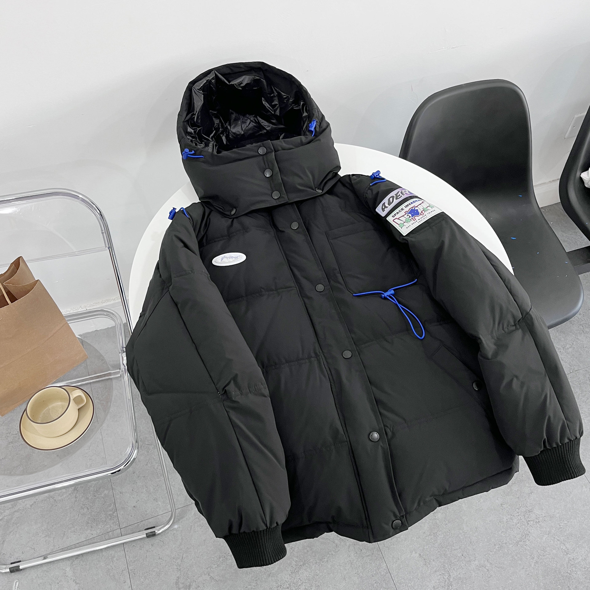 ader羽绒服女潮牌字母图案鸭绒保暖运动外套冬季新款男女滑雪服