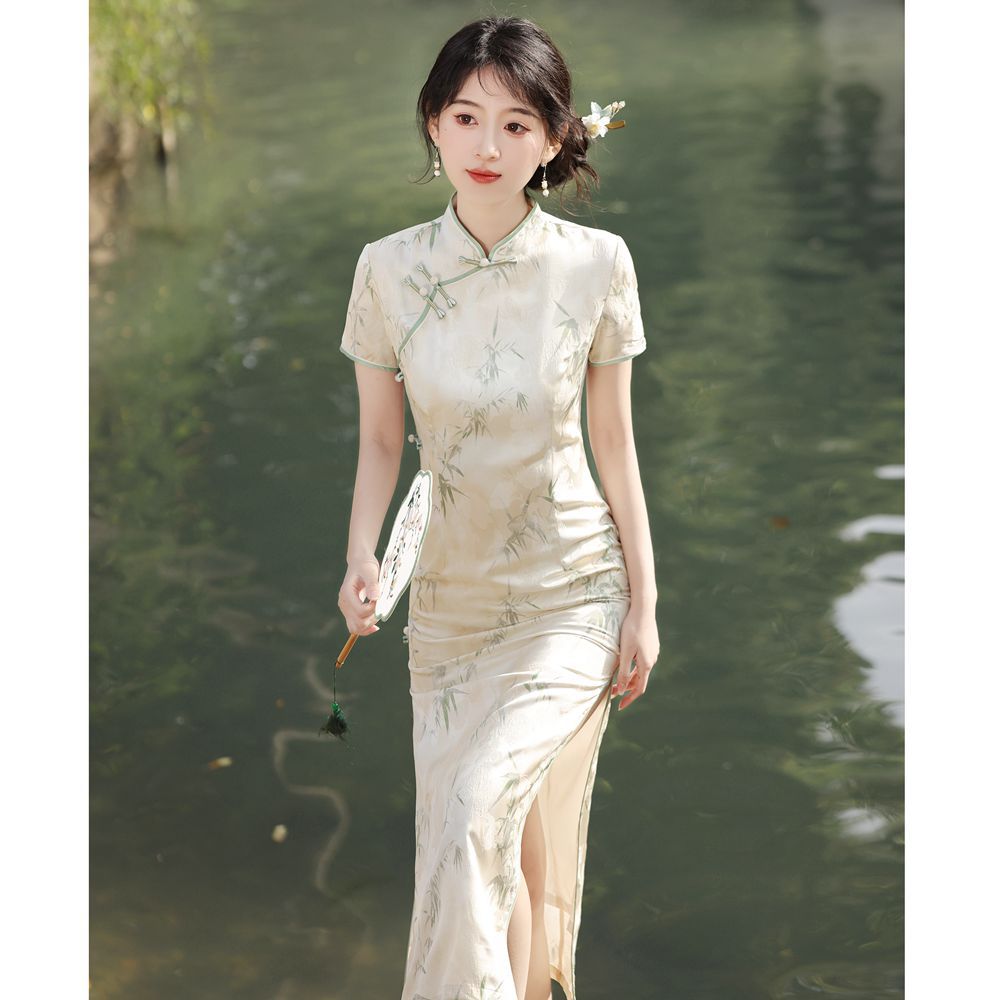 中国风显瘦复古提花旗袍 2024夏季改良新中式少女旗袍连衣裙9086