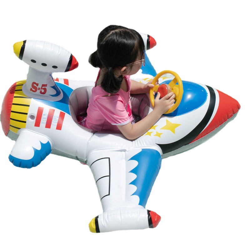 Internet Hot New Inflatable Child's Ring for Sitting Swimming Ring Baby Pedestal Ring Baby Aircraft Steering Wheel Thickened 1-6 Years Old