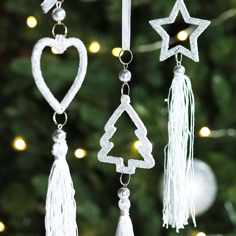 Cross-Border New Christmas Decorations White Artificial Crystal Acrylic Hang Decorations Christmas Tree Pendant