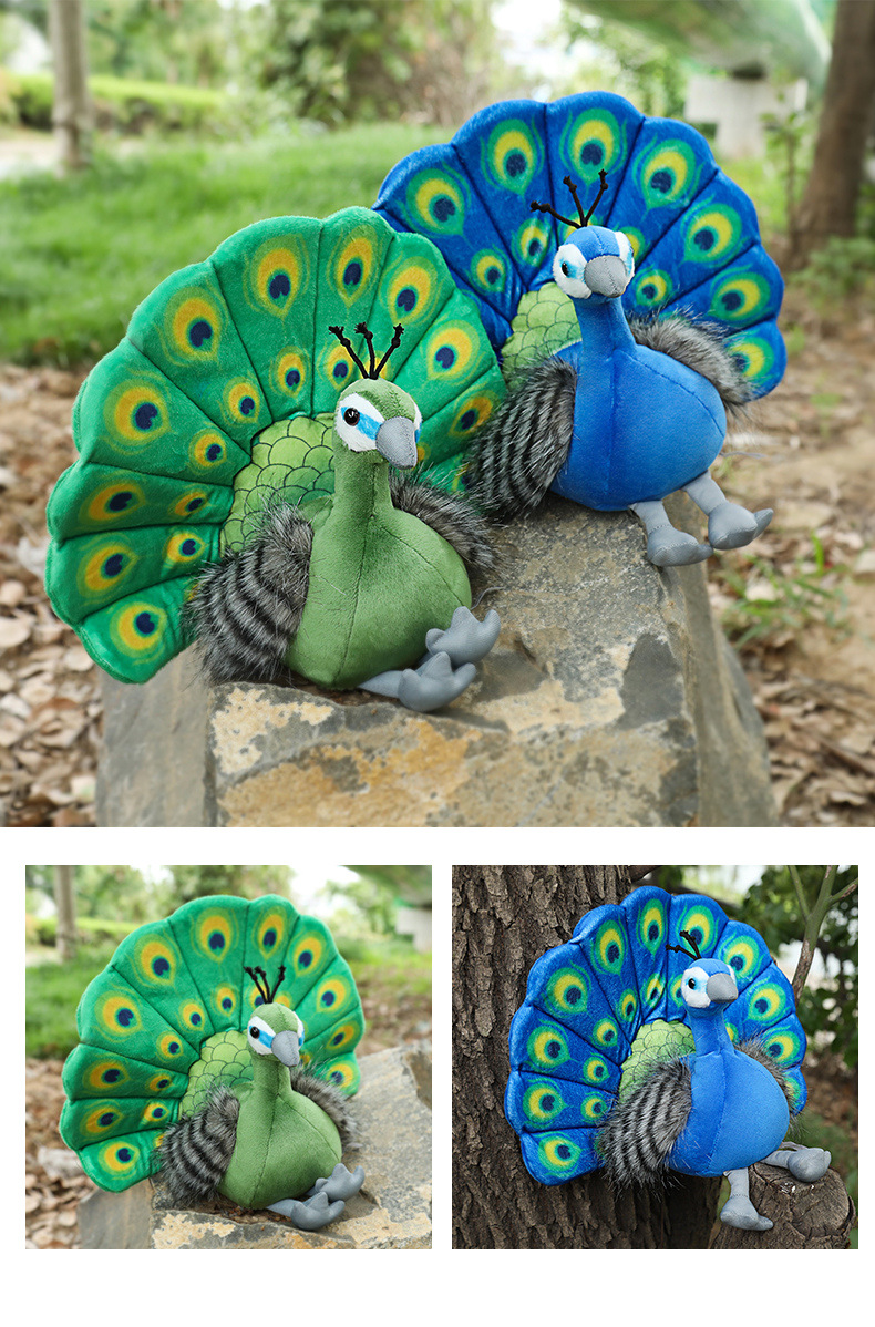 动物园纪念品仿真孔雀玩偶公仔毛绒小鸟玩具儿童布娃娃活动礼品物