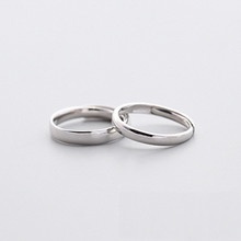 方行s925纯银光面情侣戒指一对男女对戒冷淡风食指环简约时尚个性
