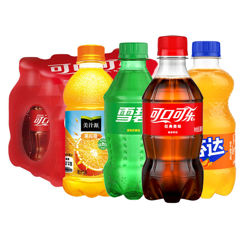 可口可乐雪碧芬达果粒橙碳酸饮料300ml 12瓶整箱批小