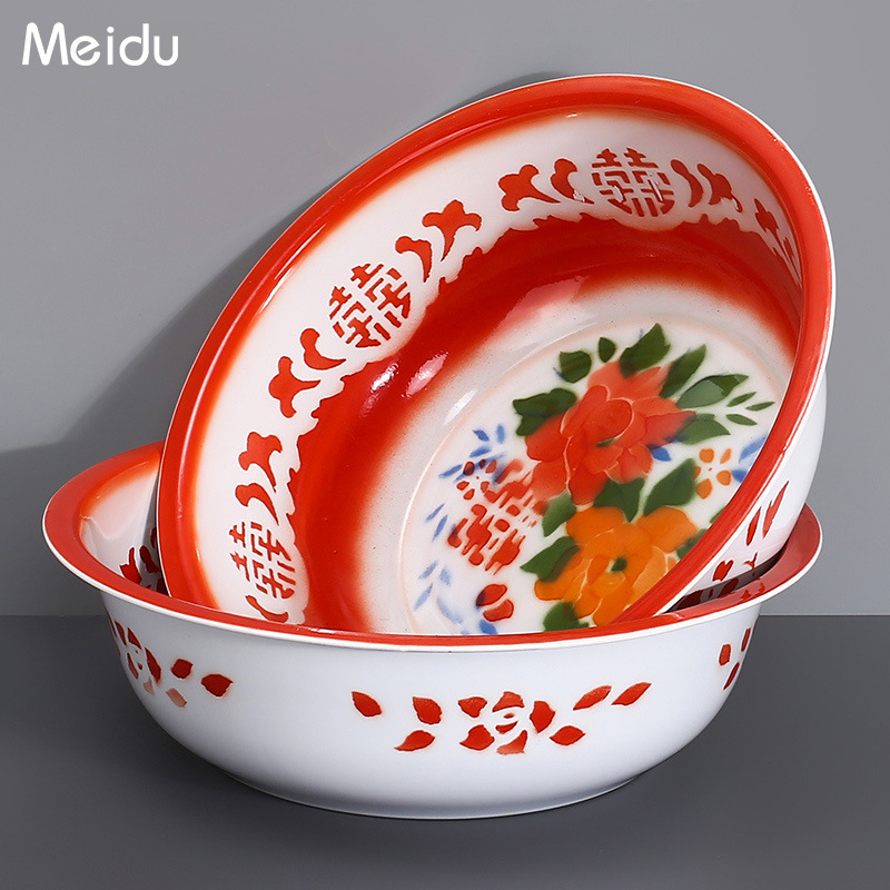 复古搪瓷盆结婚庆用品老式怀旧塘瓷家用铁洗脸盆泡脚洗