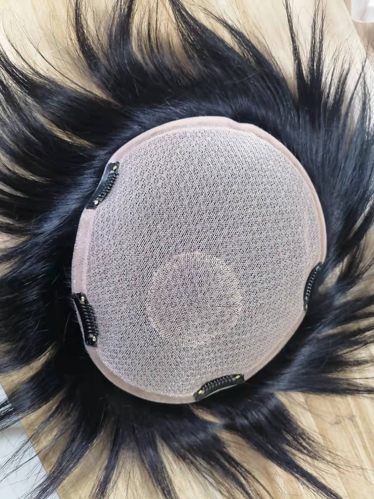 男士大发块脱发假发补发片真人发手织递针旋60网毛坯可随意造型