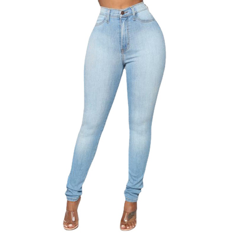 Jeans Cross-Border Foreign Trade Manufacturer Denim Women's Pants Slim and Tall Looking Slim Stretch Jeans Pencil Pants Factory Supply