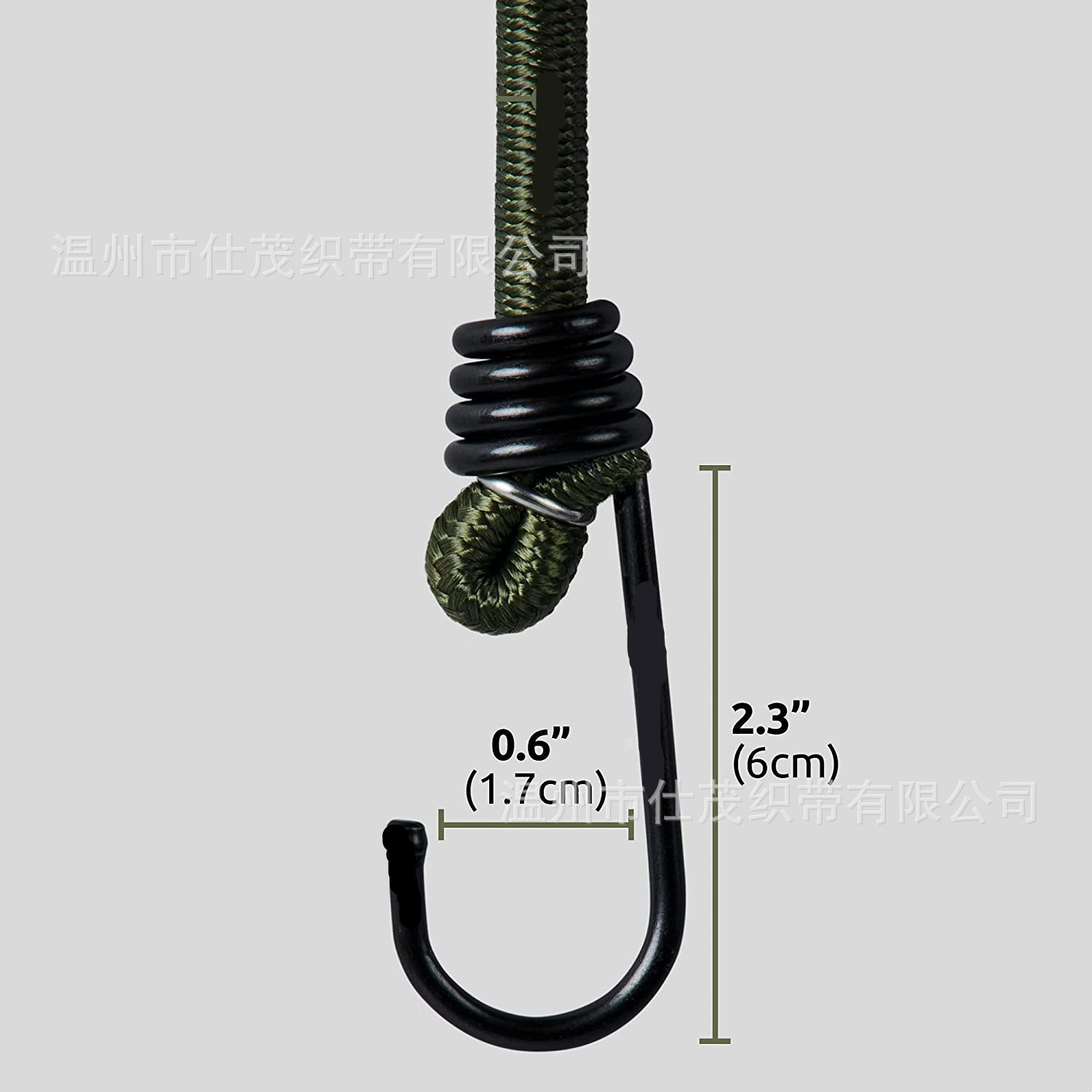 Cross-Border Elastic String with Hook 8mm Elastic String with Hook Green Rubber Band Bungee Camping Tent Truck Luggage Rope