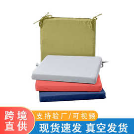 跨境直供正方形棉麻椅垫室内餐椅办公椅高密度海绵坐垫加绑带加厚