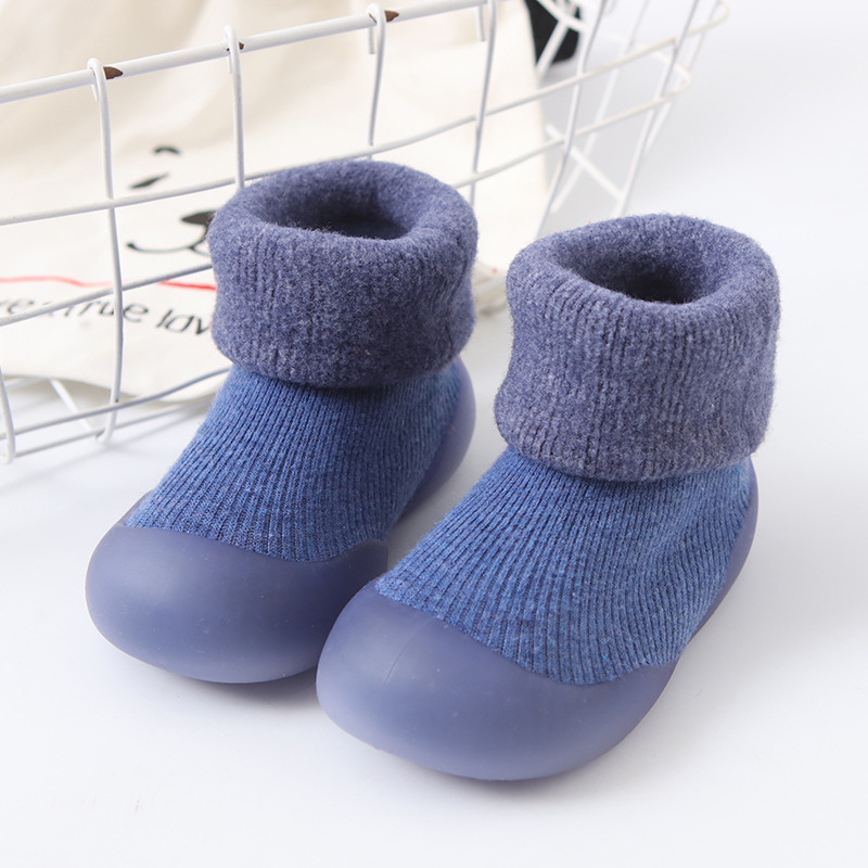 Autumn and Winter New Cashmere Baby Toddler Shoes Infant Soft Bottom Floor Shoes Children Sock Sneakers plus Velvet Warm Shoes