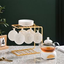茶杯套装家用简约描金水具茶具整套客厅陶瓷茶壶喝水杯子带托盘