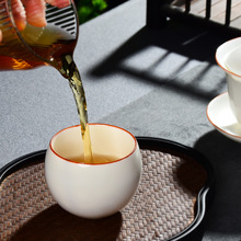 象牙白汝窑开片茶杯个人单杯主人陶瓷茶碗可养功夫茶具单盖碗茶盏