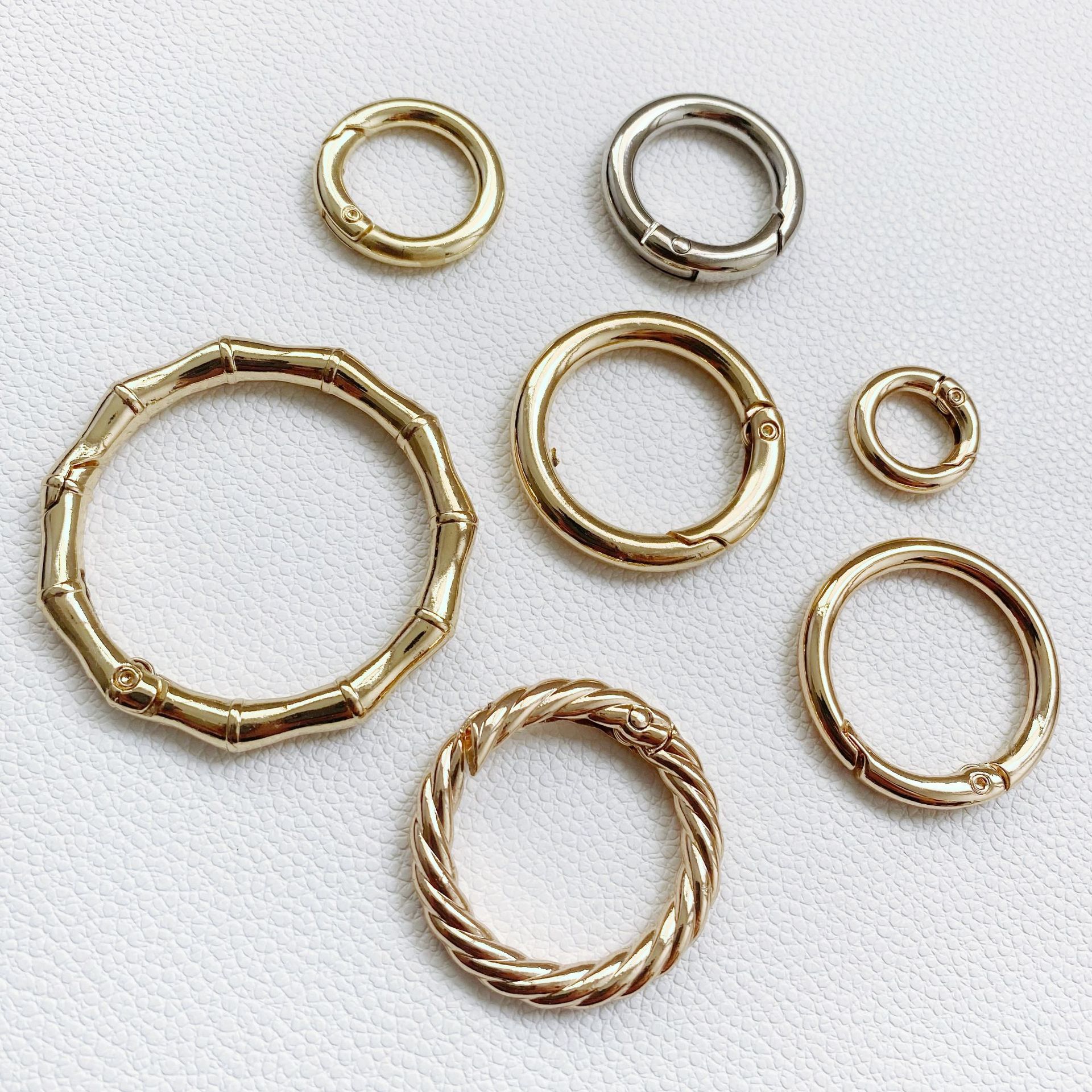 Hot Sale Zinc Alloy Spring Coil Box and Bag Hardware Accessories Broken Ring Metal Ring Bag Ribbon round Hooks