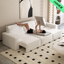 电动沙发床高靠背客厅小户型简约现代伸缩两用豆腐块绒布艺沙发
