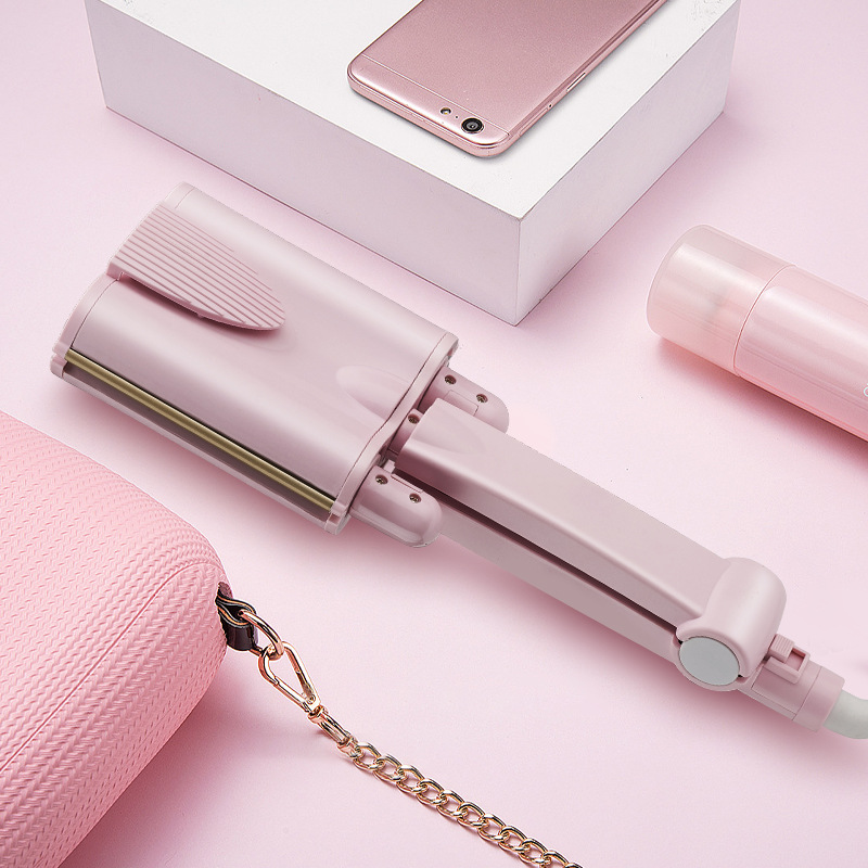 亚马逊新款三管卷发棒水波纹夹板蛋卷头大卷烫发器家用电卷发棒