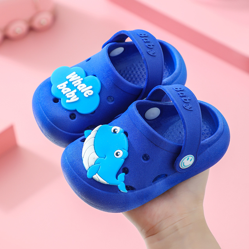 Children's Slippers Summer Boys' Indoor Non-Slip Home Cartoon Baby Girls' Soft Bottom Toddler Toe Cap Slippers Hole Shoes