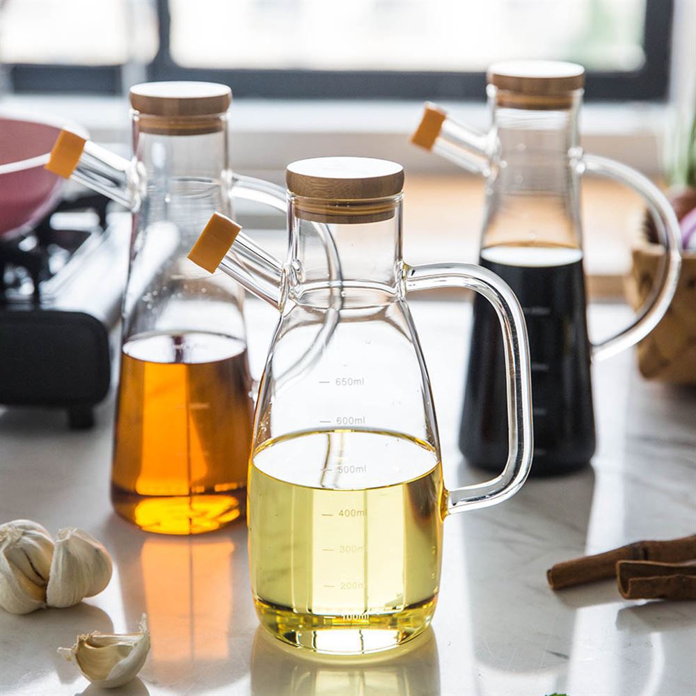 zuutii油瓶家用自动开合厨房酱油醋调料瓶翻盖玻璃醋壶加拿大油壶