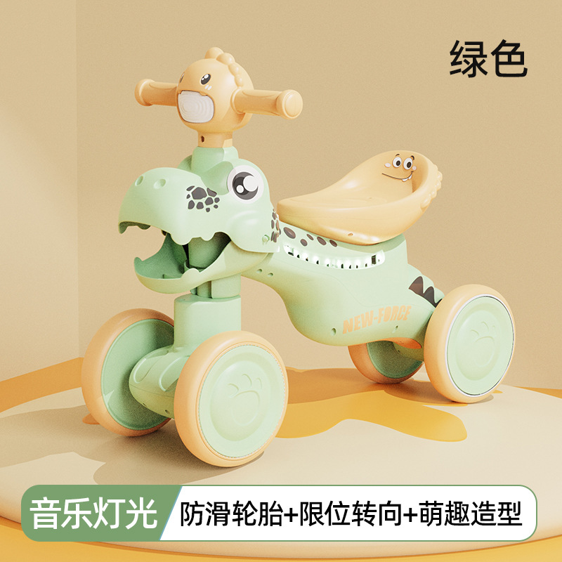 Children's Scooter Four-Wheel Pedal-Free Balance Car Luge Light Music Toy Car for 1-3-Year-Old Boys and Girls