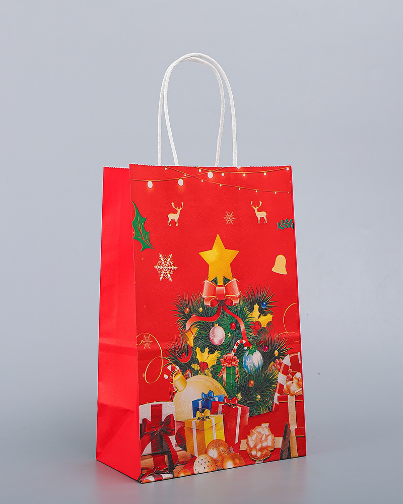 Christmas Paper Bag Colorful Gift Bag Red Gift Bag Holiday Gift Wedding Candies Box Kraft Paper Tote Bag