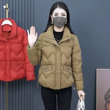 女士休闲棉服2023冬季新款洋气短款韩版立领外套时尚加厚保暖棉衣