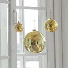 36Y7圣诞树镜面反光装饰银色球电镀球亮光塑料球空心挂件婚庆吊顶
