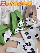 熊猫包包节日针织包编织手拎包伴手礼手提包熊猫编织包针织袋