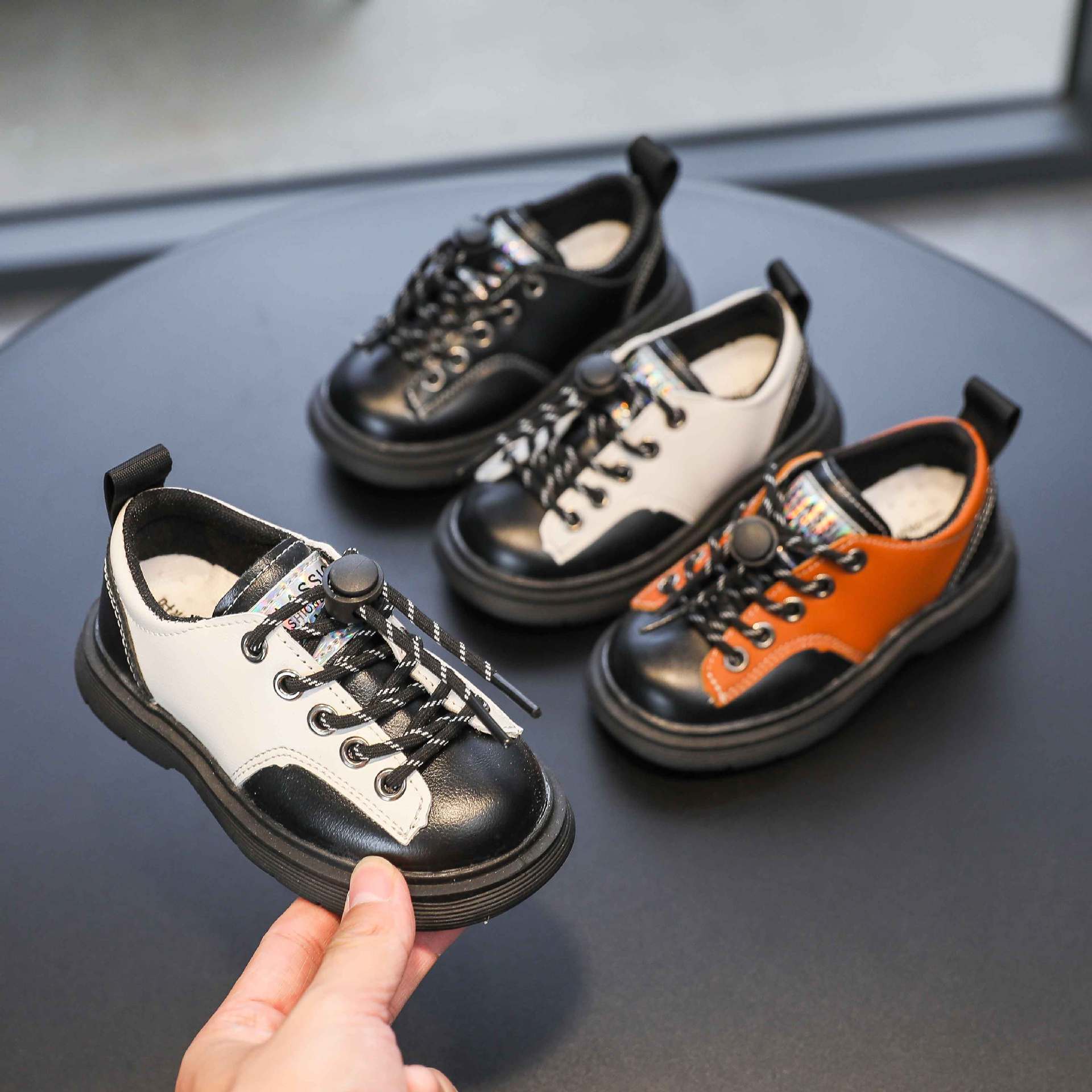 儿童皮鞋2021秋季男童黑色时尚小皮鞋英伦风宝宝小学生花童演出鞋